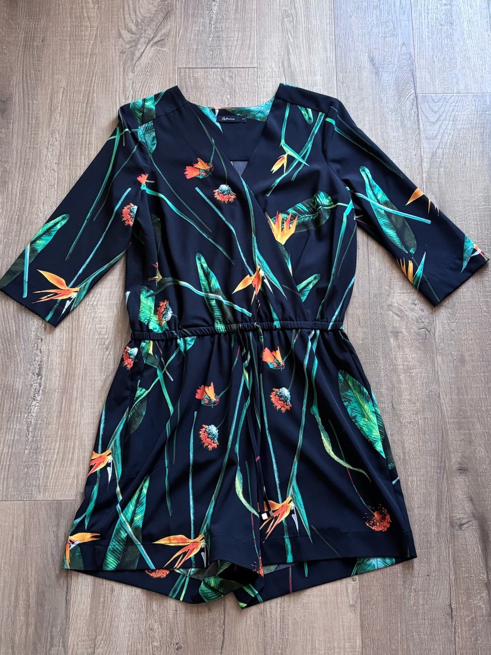 Reitmans Black Tropical Floral Romper